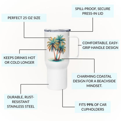 Palm Trees Stainless Steel Tumbler with Handle, M, Insulated