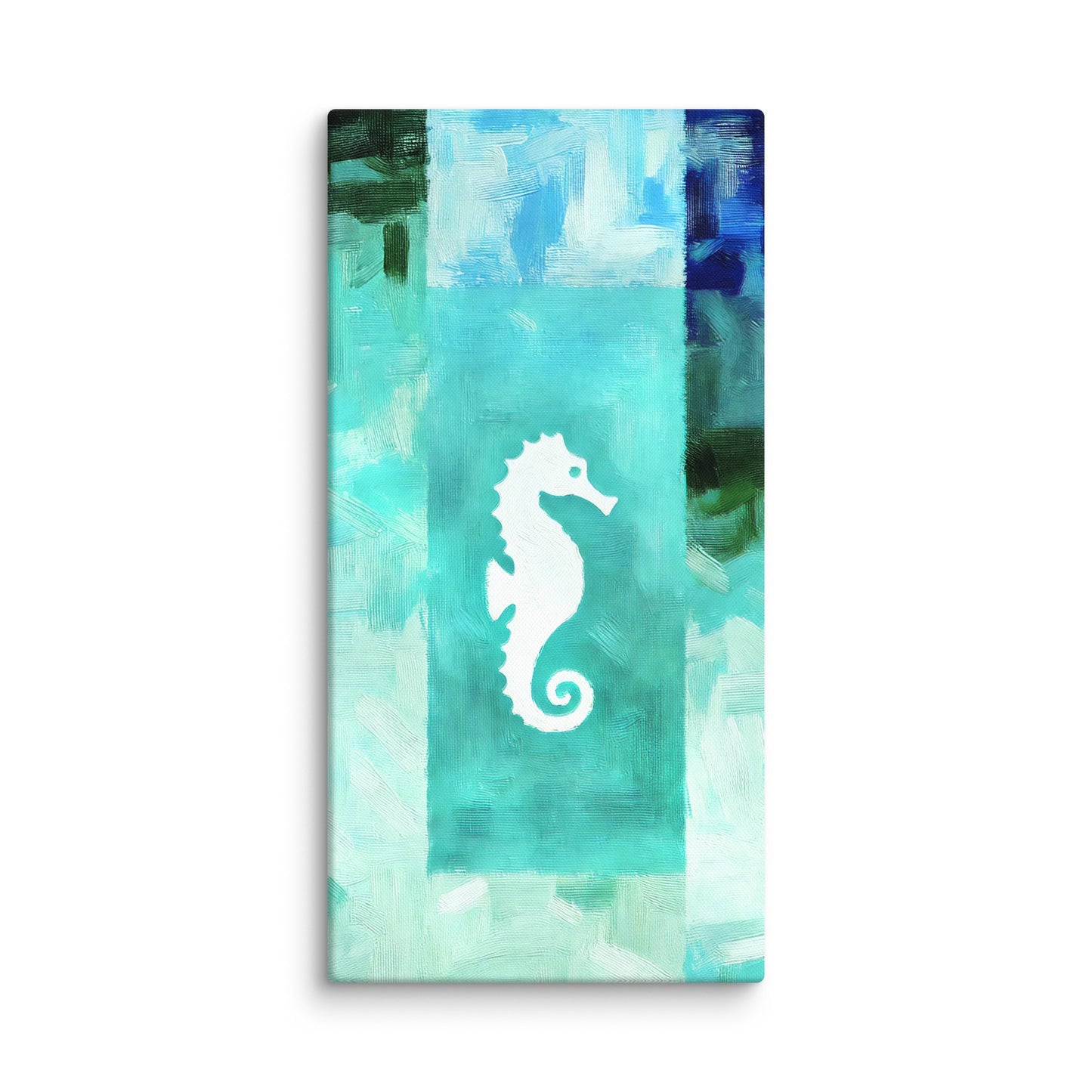 TURQUOISE SEAHORSE Gallery Wrap Canvas, Seahorse Wall Art, Fade Resistant