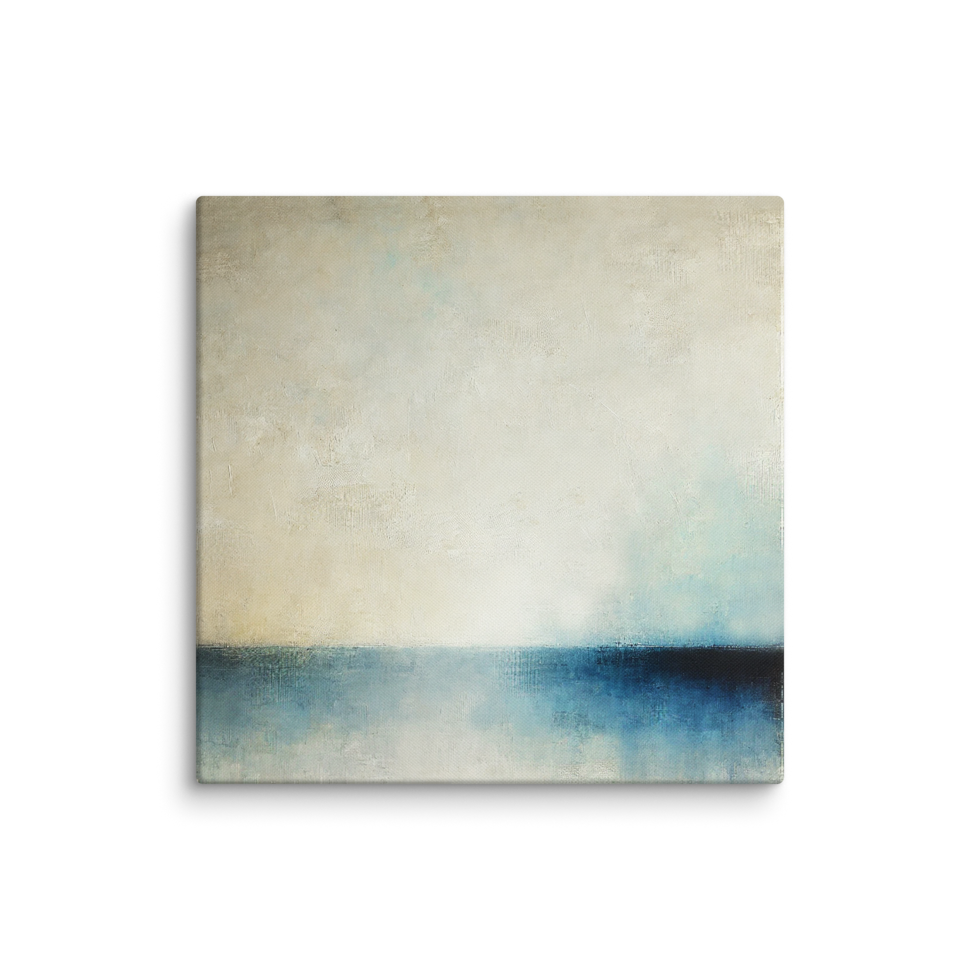 modern coastal wall art SEABOUND. The abstract ocean wall art shows a coastal abstract in blue and white.
