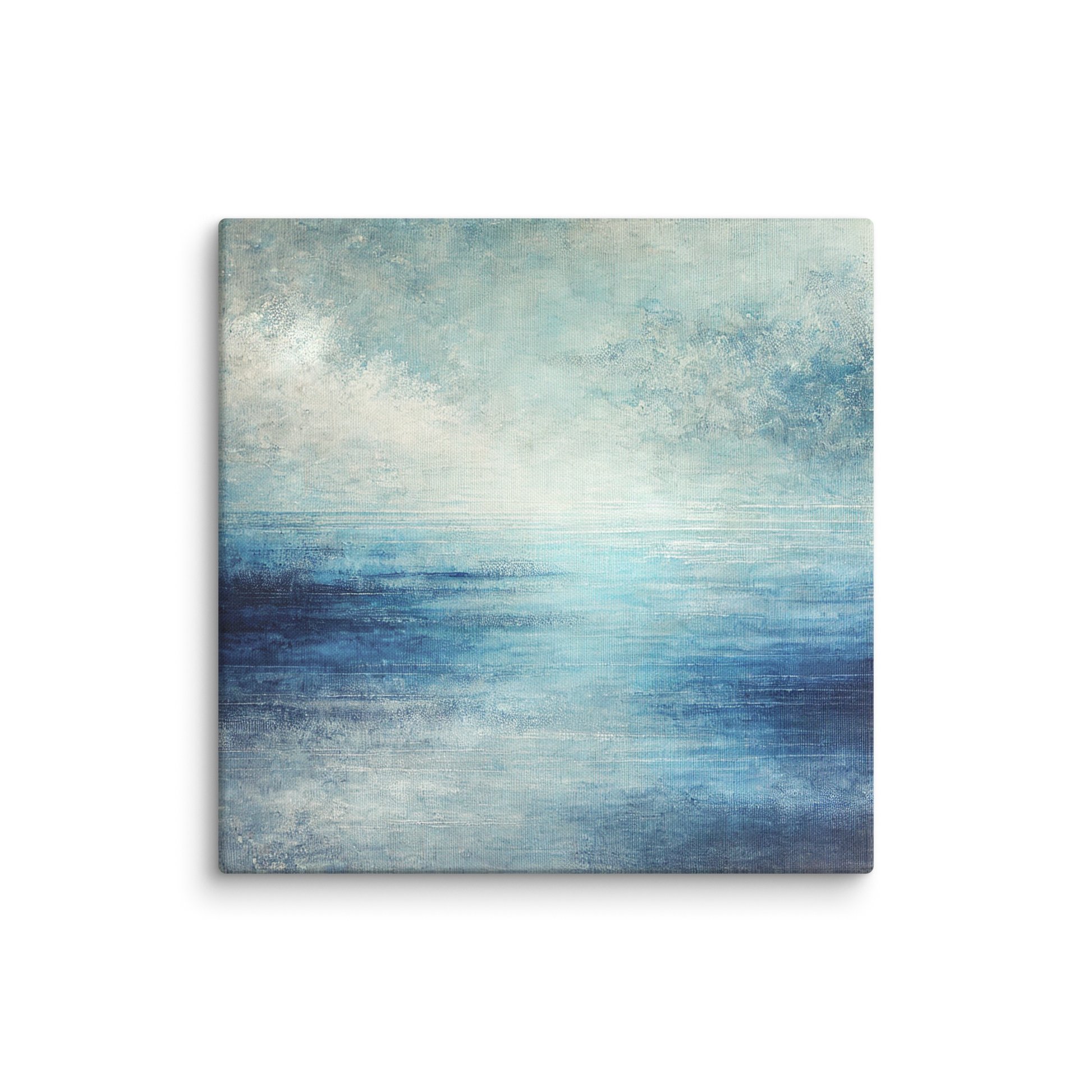 coastal canvas artwork BLUE HAZE. The modern beach canvas art shows an abstract design inspired by the ocean.
