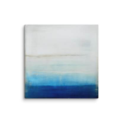 ocean canvas art FOG & MIST. The contemporary coastal art shows an abstract design inspired by the ocean.
