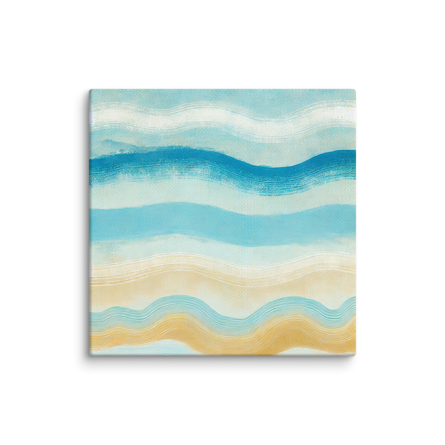 ocean decor MISTY MOTION. The modern coastal art work shows a multicolored abstract design inspired by ocean waves.
