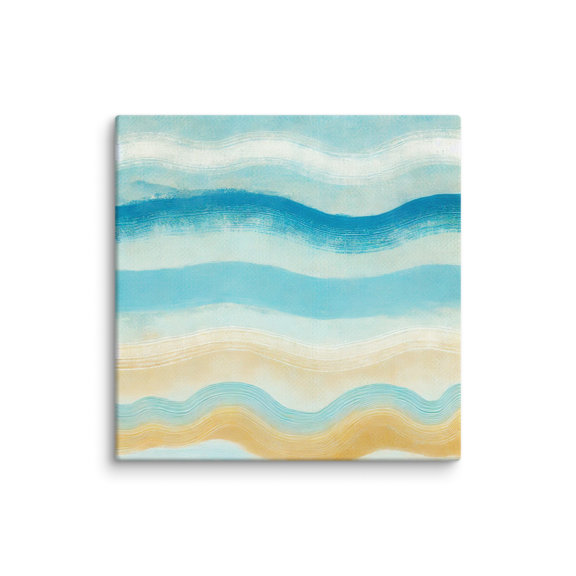 ocean decor MISTY MOTION. The modern coastal art work shows a multicolored abstract design inspired by ocean waves.
