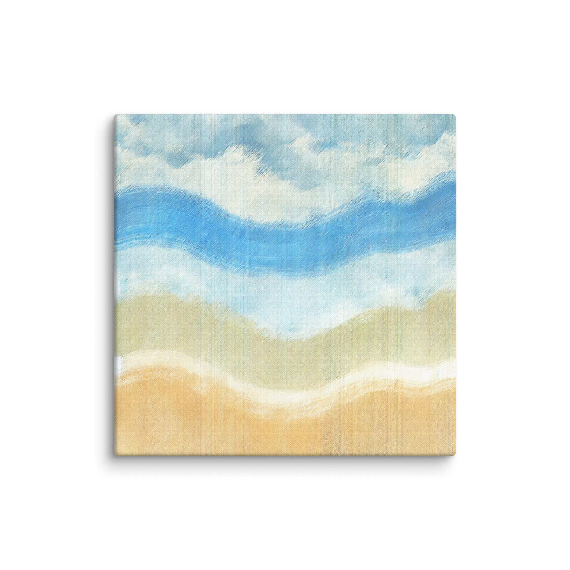 abstract beach art WAVECREST. The seashore canvas art shows a multicolored abstract design inspired by ocean waves.
