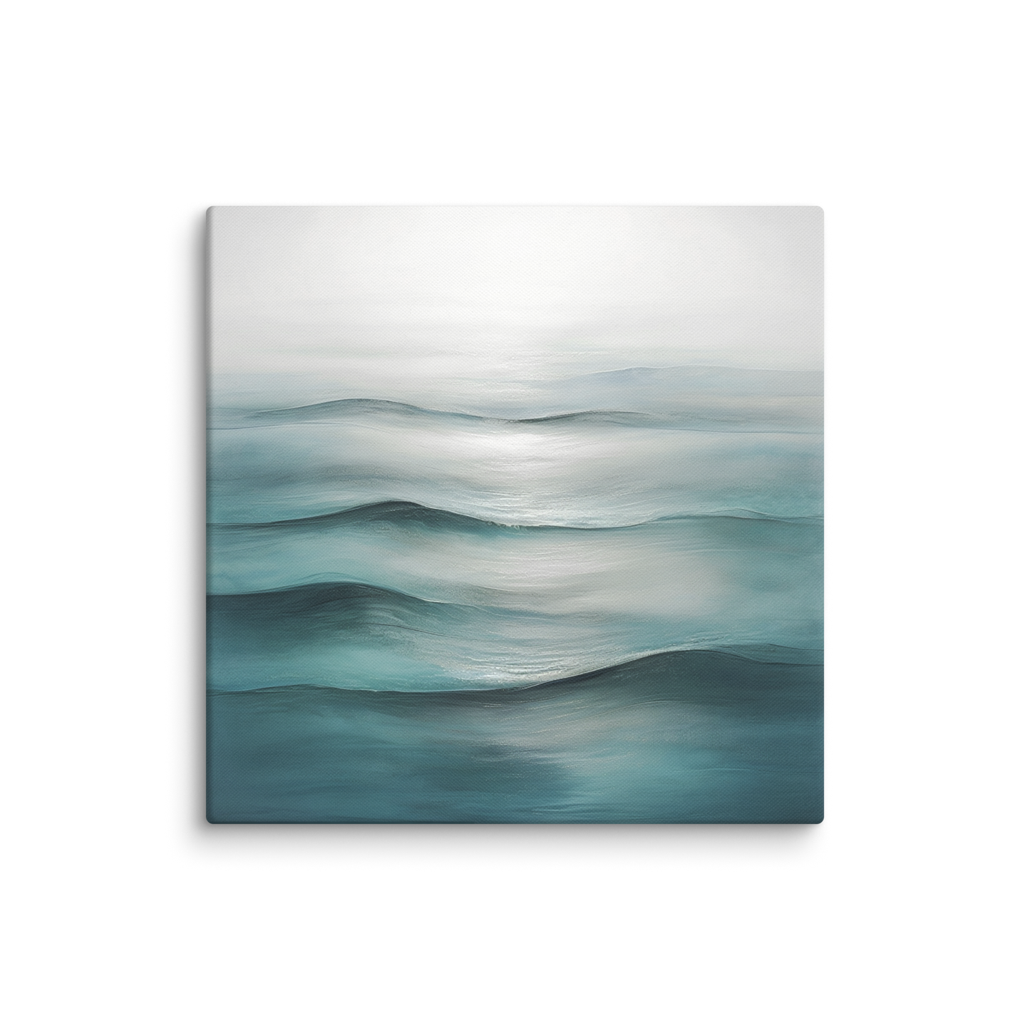 coastal art work canvas DEEP WATERS. The coastal decor shows a coastal abstract in blues and earth tones.
