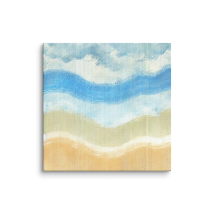 abstract beach canvas artwork WAVECREST. The seashore canvas art shows a multicolored abstract design inspired by ocean waves.
