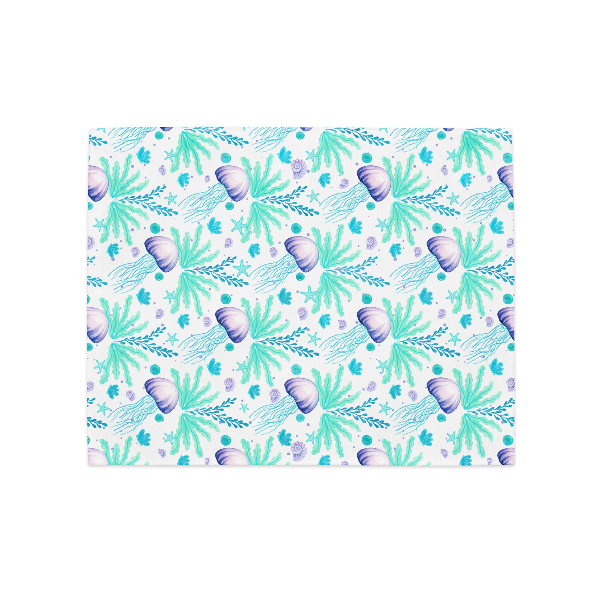 Patterned placemat with sea-themed design on a white background