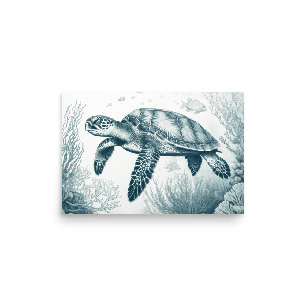 OCEAN WANDERER Museum Quality Print Sea Turtle Wall art, Premium Luster Finish