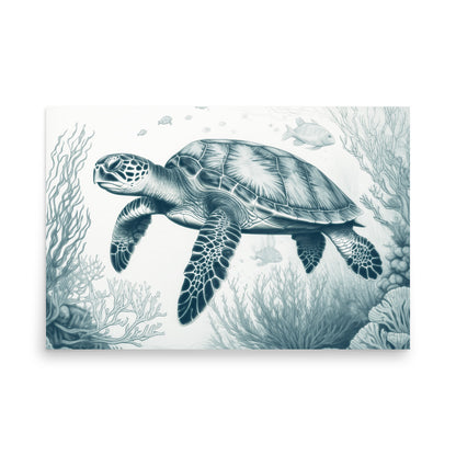 OCEAN WANDERER Museum Quality Print Sea Turtle Wall art, Premium Luster Finish