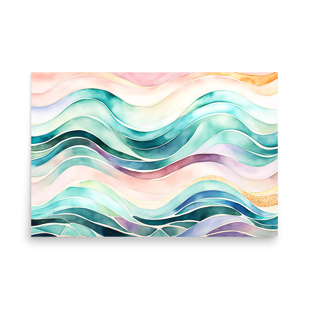 EBB AND FLOW Museum Quality Print Waves Art Print, Premium Luster Finish