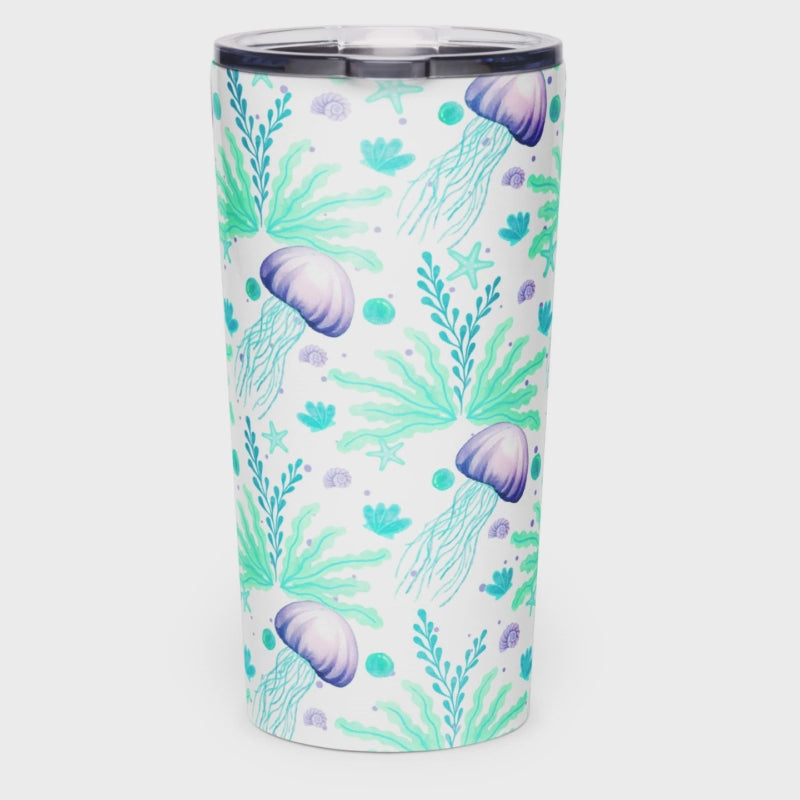 360 video view of an insulated coffee mug 20 oz with sea life design.
