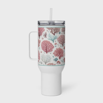 Ocean Coral Stainless Steel Tumbler with Handle, XL, Insulated