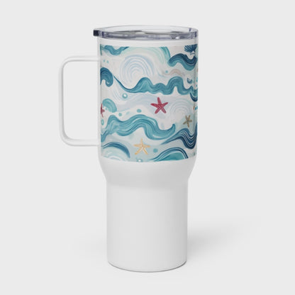 Curvy Waves Stainless Steel Tumbler with Handle, M, Insulated