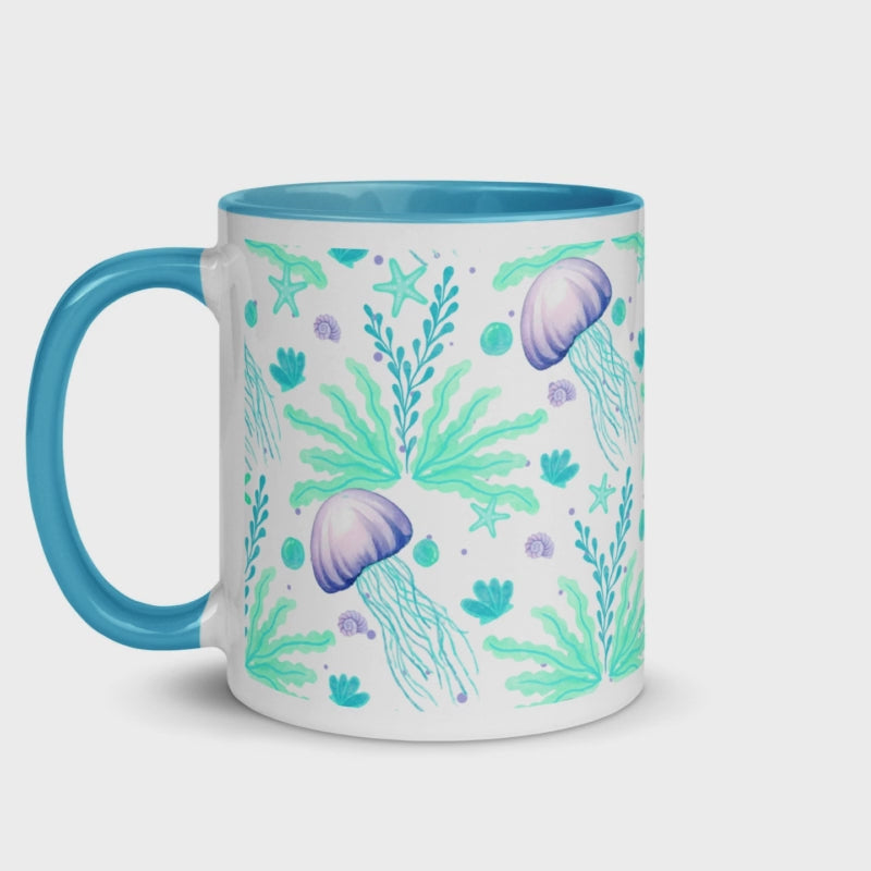 360 view of cute coffee mug with color interior

