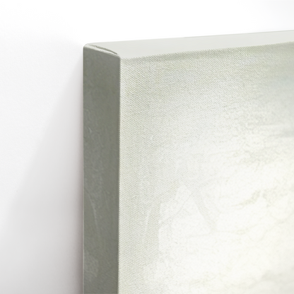 Close-up of gallery-wrapped edge showing beach wall art on canvas with fade-resistant texture
