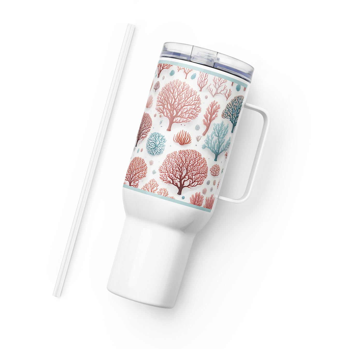Ocean Coral Stainless Steel Tumbler with Handle, XL, Insulated