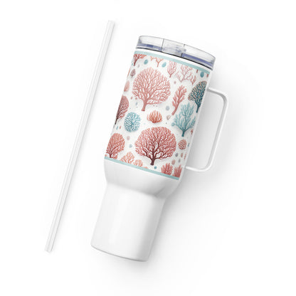 Ocean Coral Stainless Steel Tumbler with Handle, XL, Insulated