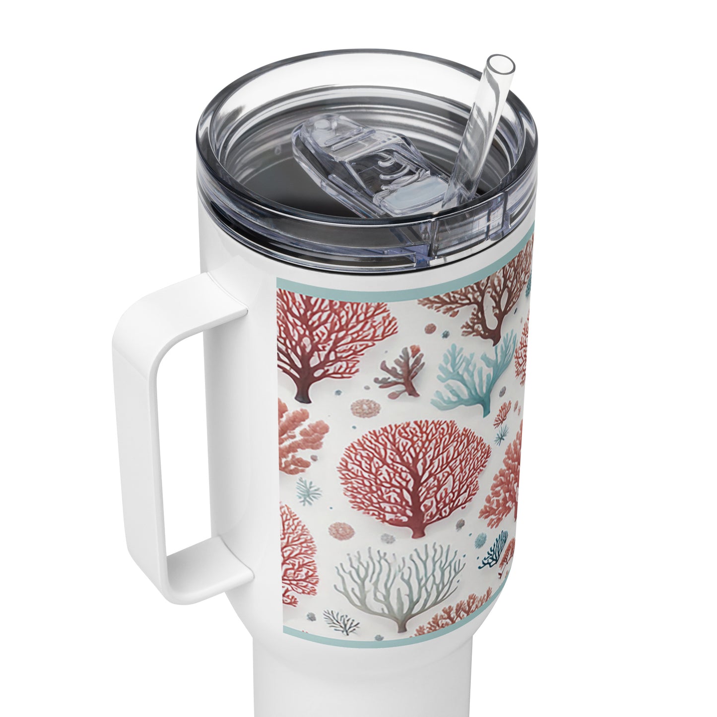 Ocean Coral Stainless Steel Tumbler with Handle, XL, Insulated