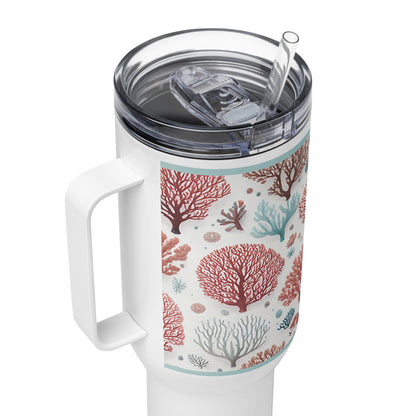 Ocean Coral Stainless Steel Tumbler with Handle, XL, Insulated