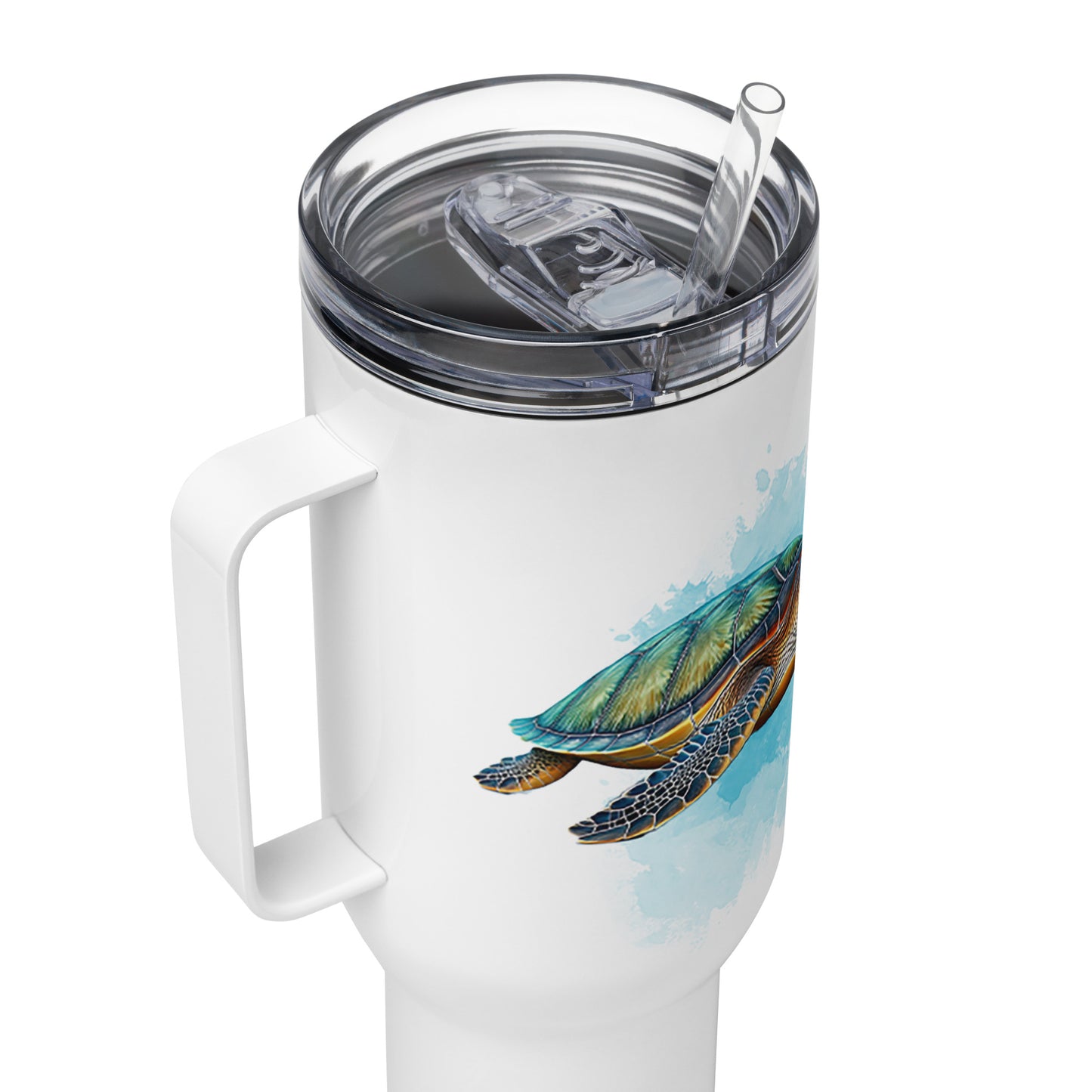 Sea Turtle Tumbler, Premium Beach Buddy Travel Cup, Insulated Tumbler with Handle, 40 oz., Extra Large