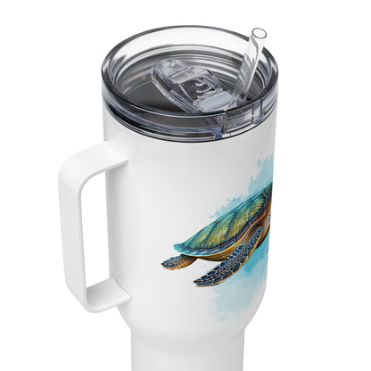 Sea Turtle Tumbler, Premium Beach Buddy Travel Cup, Insulated Tumbler with Handle, 40 oz., Extra Large